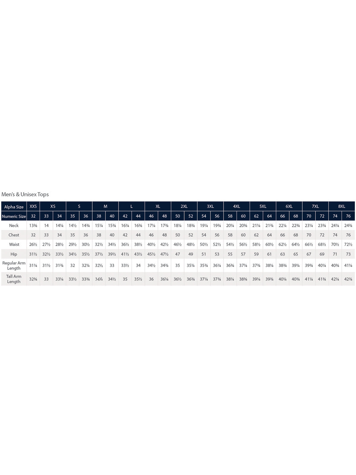 SIZECHART
