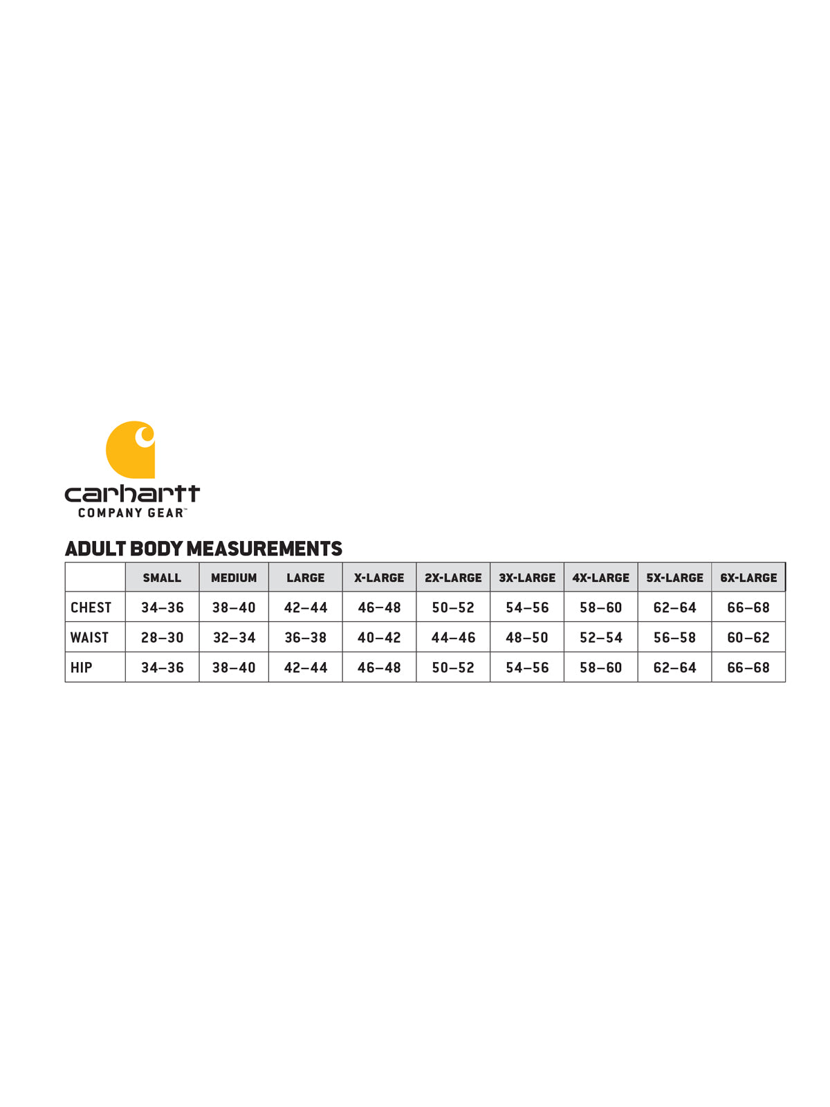 SIZECHART