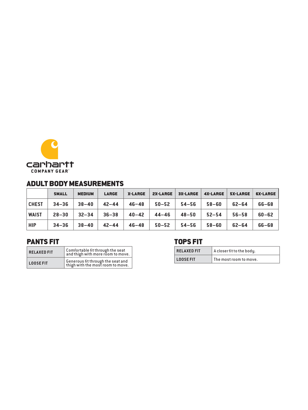 SIZECHART