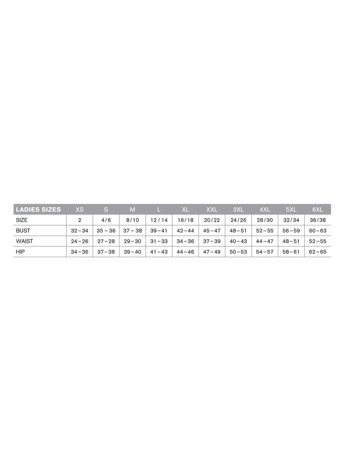 SIZECHART
