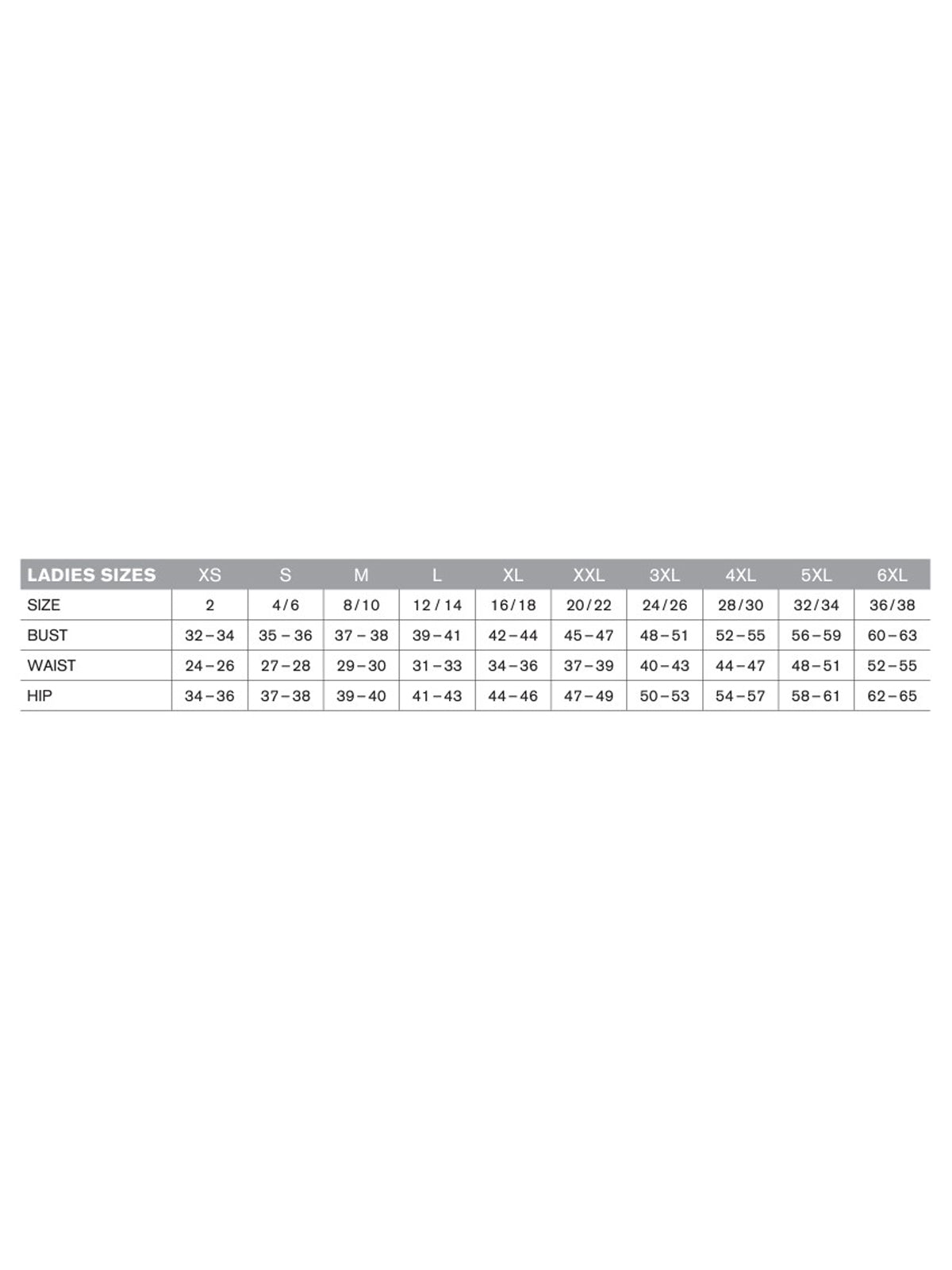 SIZECHART
