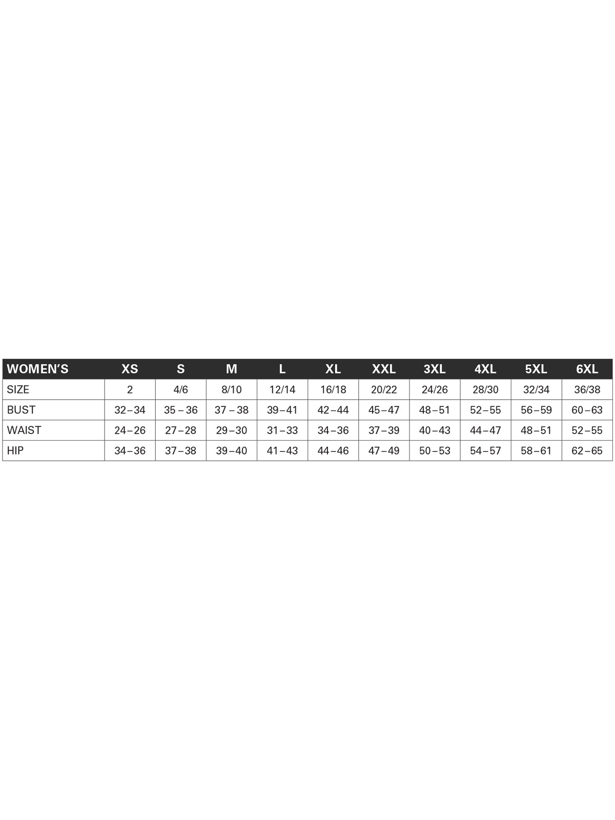SIZECHART