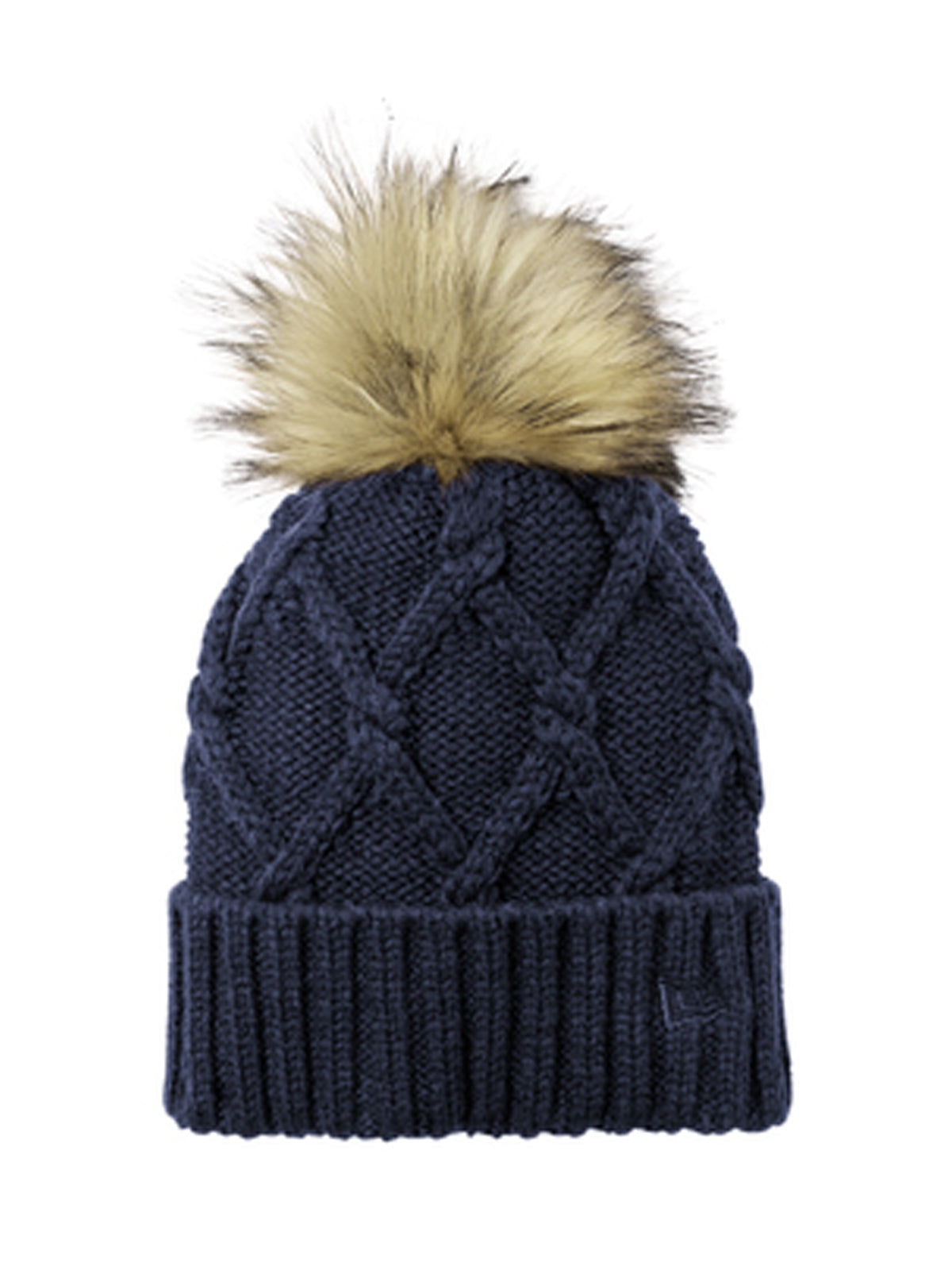 Unisex Faux Fur Pom Beanie - NE911 - Deep Navy