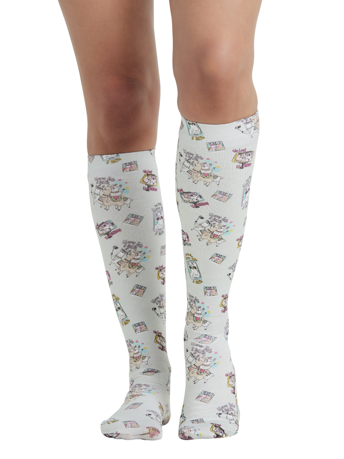 Women's Knee High 8-15 mmHg Compression Sock - COMFORTSUPPORT - Llama Take A Selfie