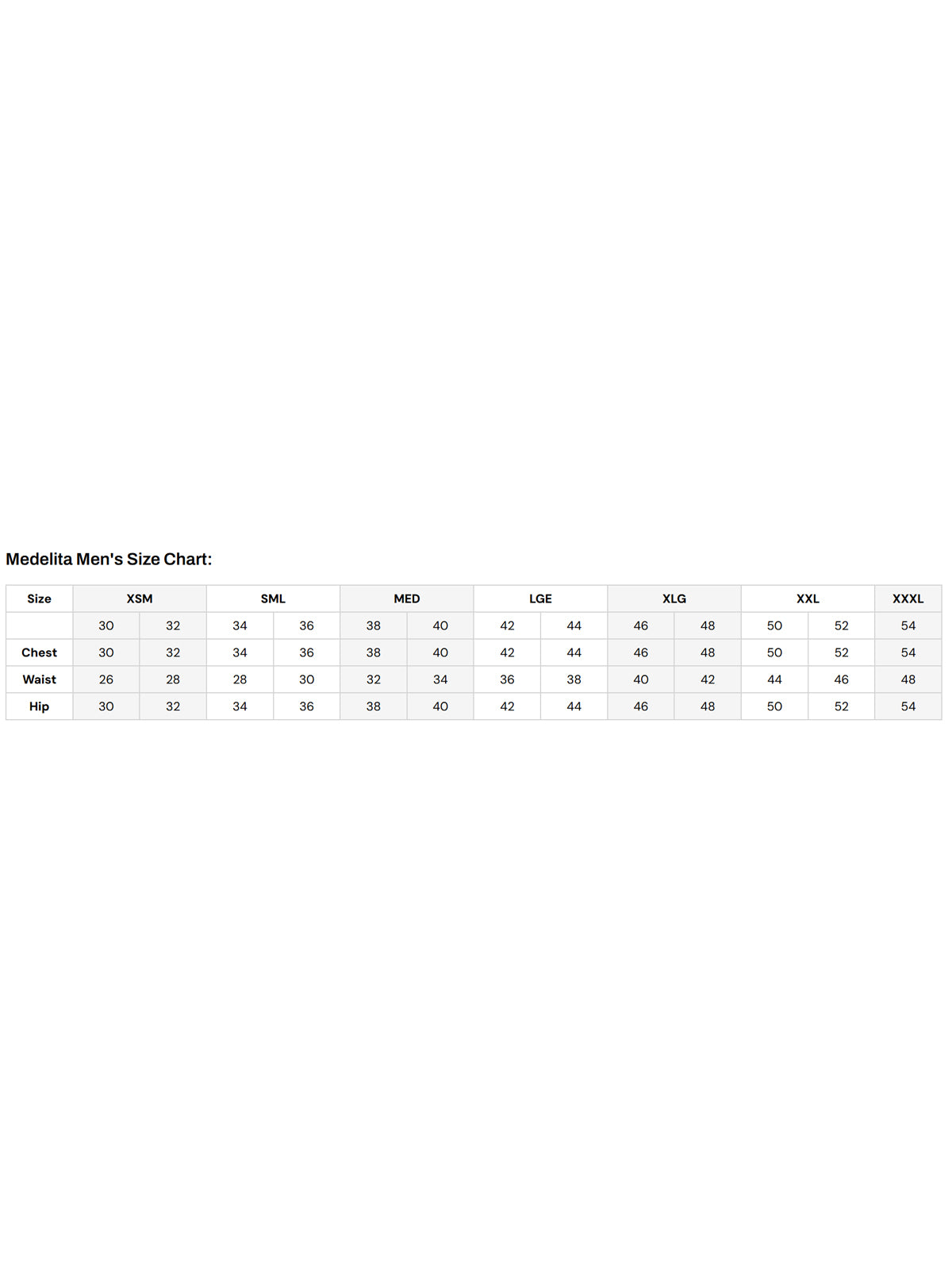 SIZECHART