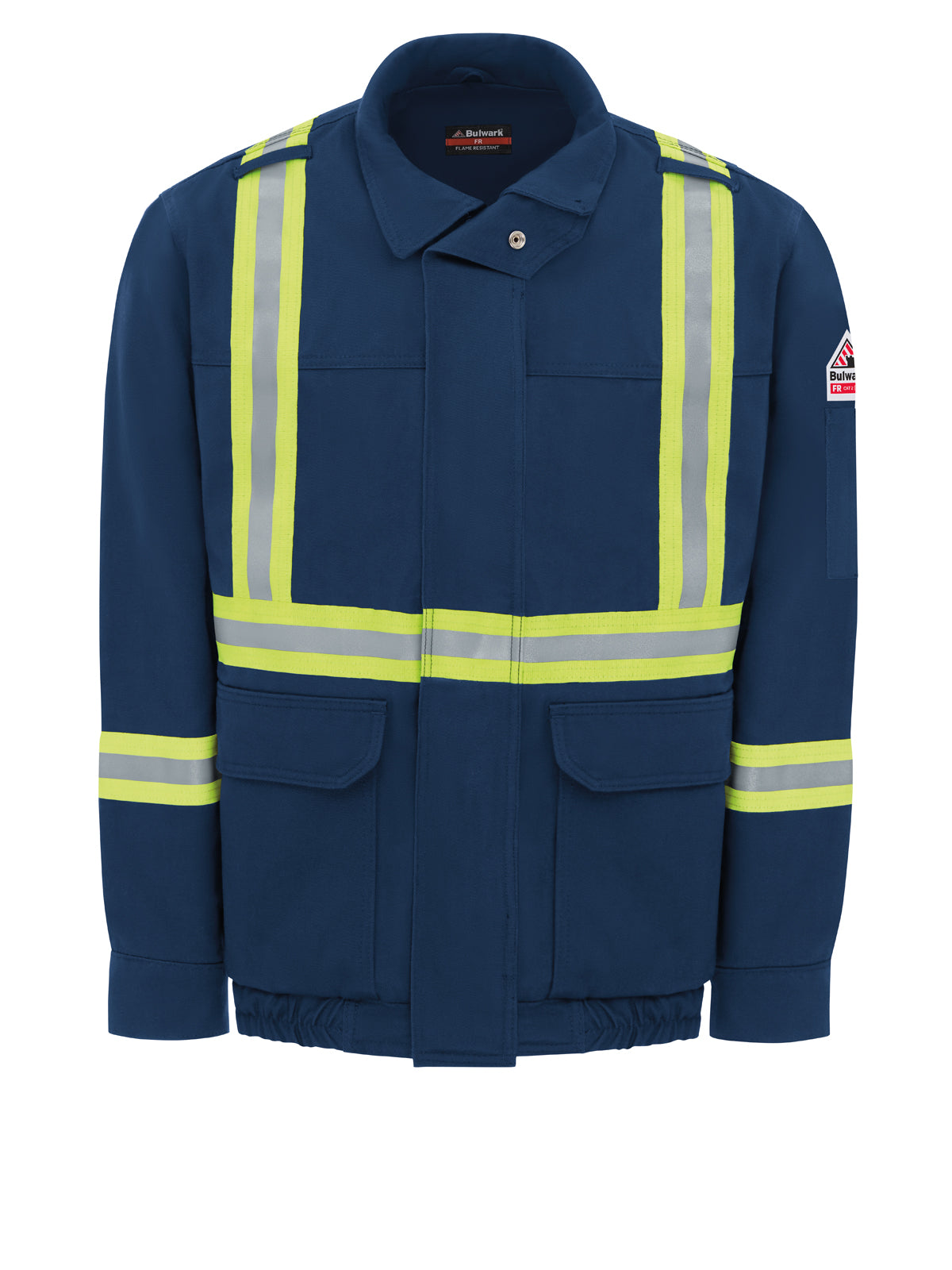 Men's Lined Bomber Jacket with Reflective Trim - JLJT - Navy