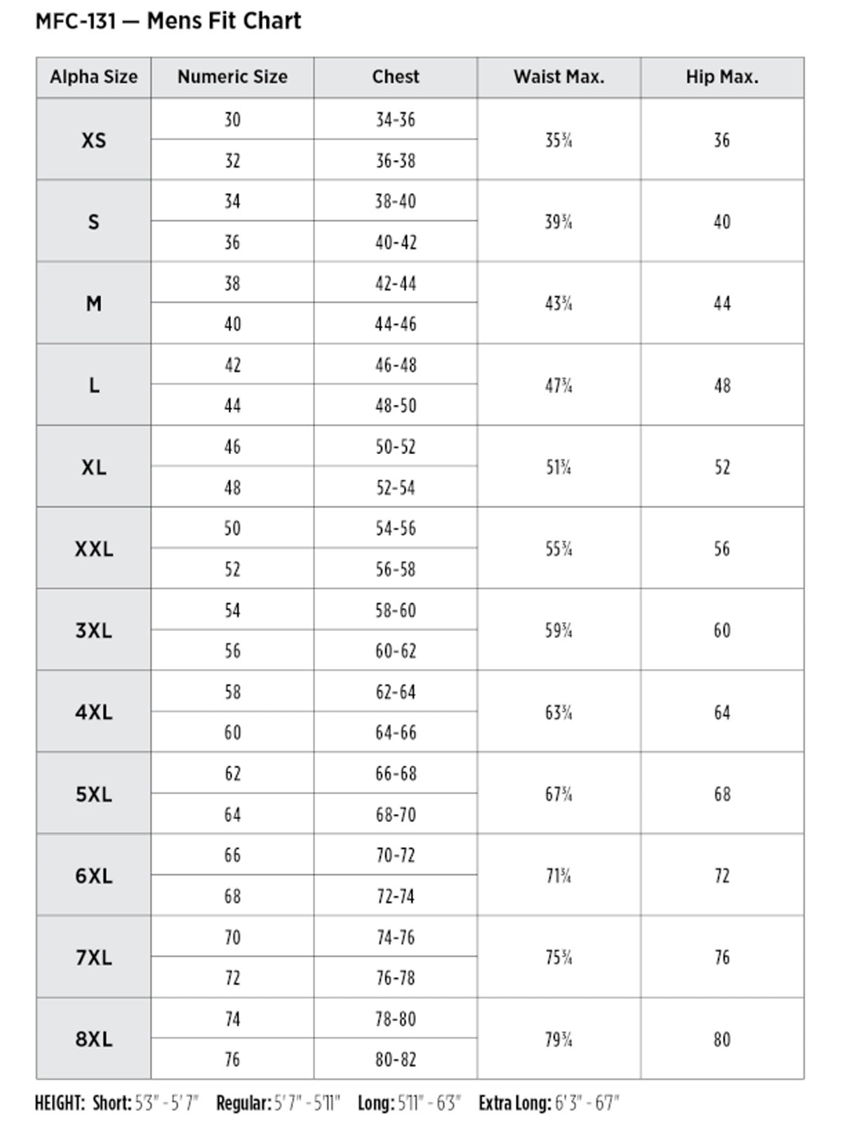 SIZECHART