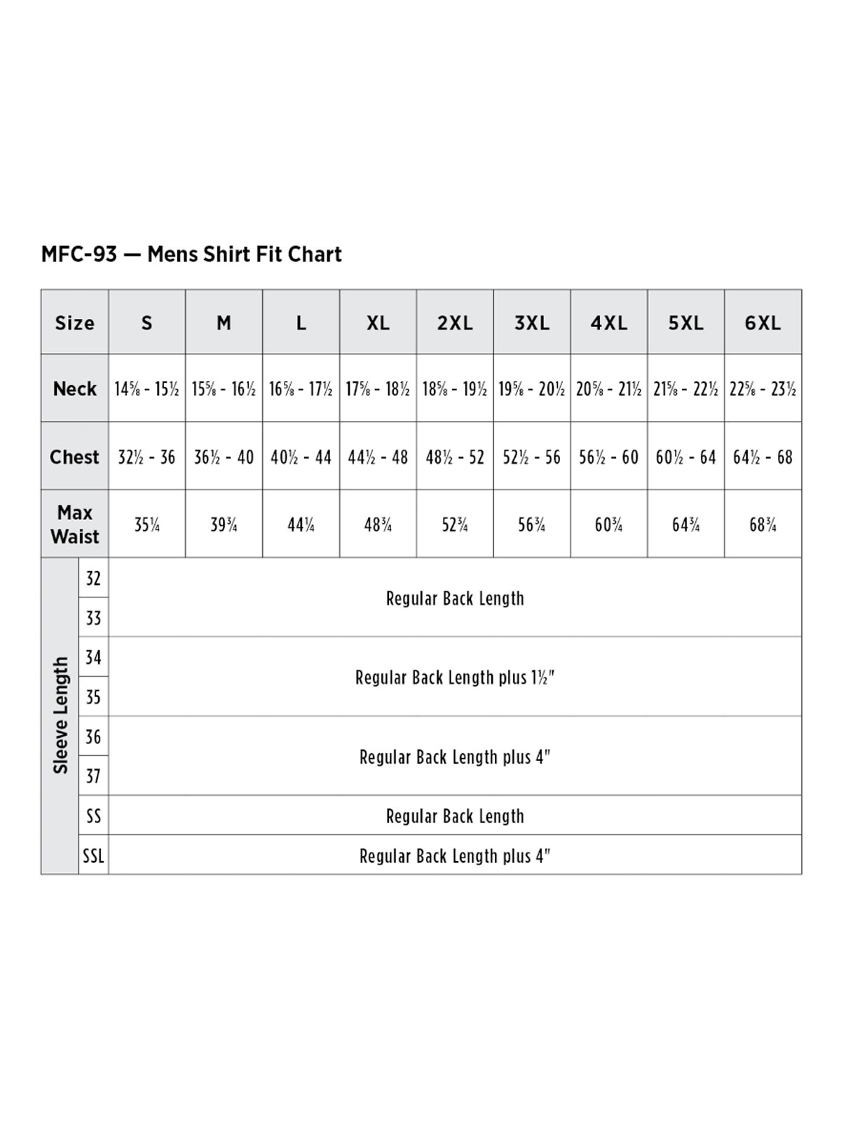 SIZECHART