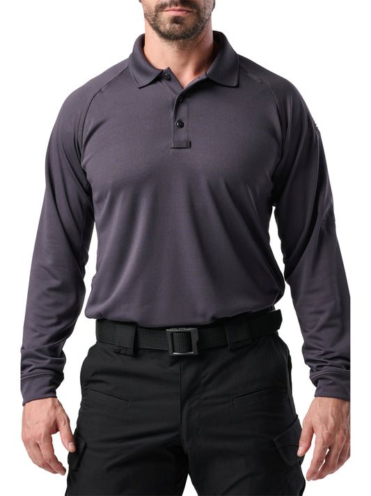 Men's Performance Long Sleeve Polo - 72049 - Charcoal