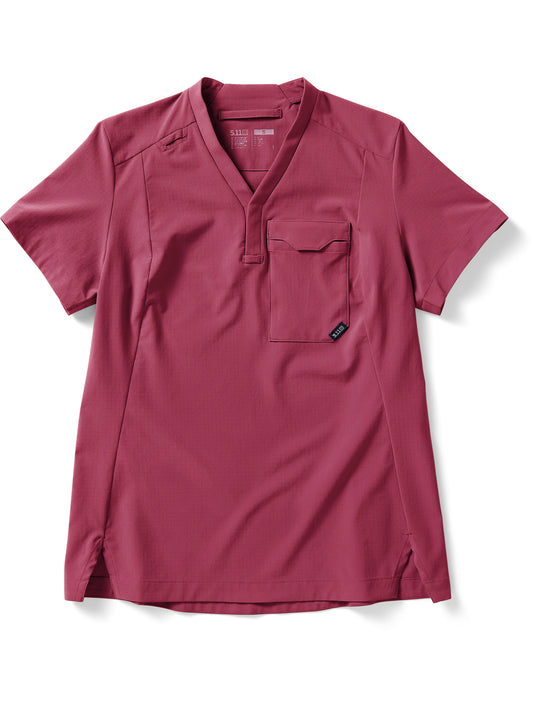 Women's One-Pocket Y-Neck Stetch Scrub Top - 7610060 - Dark Blush