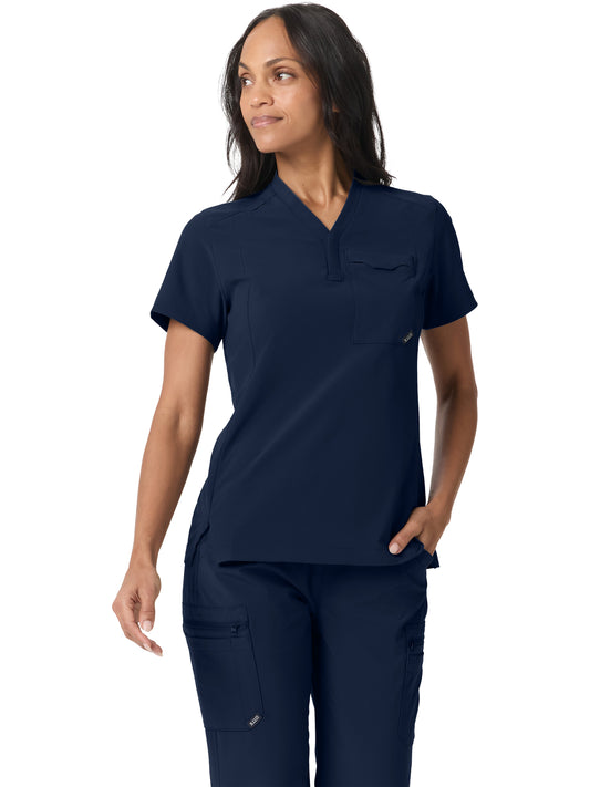 Women's One-Pocket Y-Neck Stetch Scrub Top - 7610060 - Pacific Navy