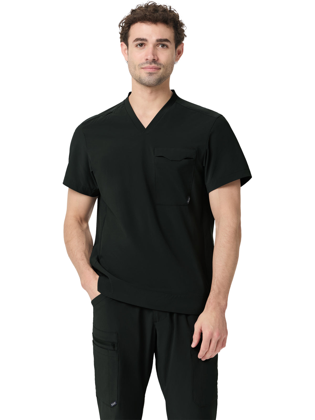 Men's One Pocket Scrub Top - 7710153 - Black