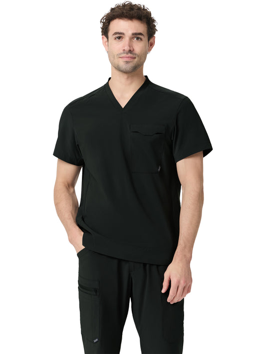 Men's One-Pocket V-Neck Stretch Scrub Top - 7710153 - Black