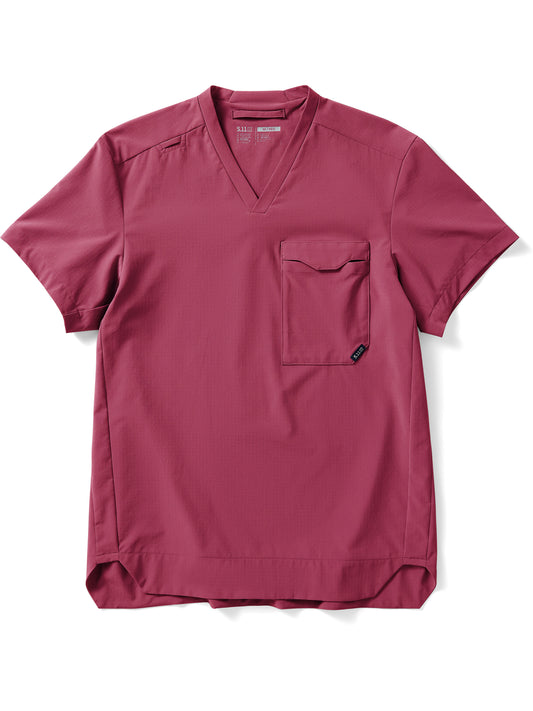 Men's One-Pocket V-Neck Stretch Scrub Top - 7710153 - Dark Blush
