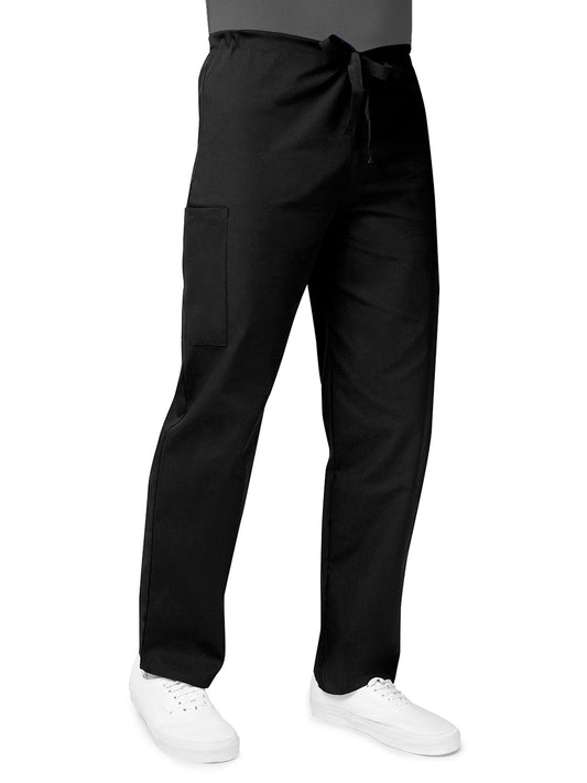 Unisex Natural-Rise Drawstring Tapered Leg Pant - 504 - Black