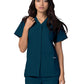 Women's Double Pocket Snap Front Top - 604 - Caribbean Blue