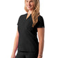 Women's Notched V-Neck Top - A6002 - Black