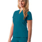 Women's Notched V-Neck Top - A6002 - Caribbean Blue