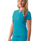 Women's Notched V-Neck Top - A6002 - Teal Blue