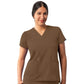 Women's Multi-Pocket V-Neck Top - A6008 - Mocha Quartz