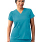 Women's Multi-Pocket V-Neck Top - A6008 - Teal Blue