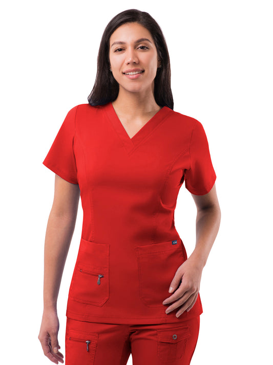 Women's V-Neck Elevated Top - P4212 - Apple