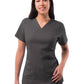 Women's V-Neck Elevated Top - P4212 - Pewter