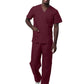 Unisex V-Neck Top Drawstring Pant Scrub Set - S8400 - Burgundy