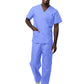 Unisex V-Neck Top Drawstring Pant Scrub Set - S8400 - Ceil Blue