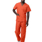 Unisex V-Neck Top Drawstring Pant Scrub Set - S8400 - Mandarin Orange