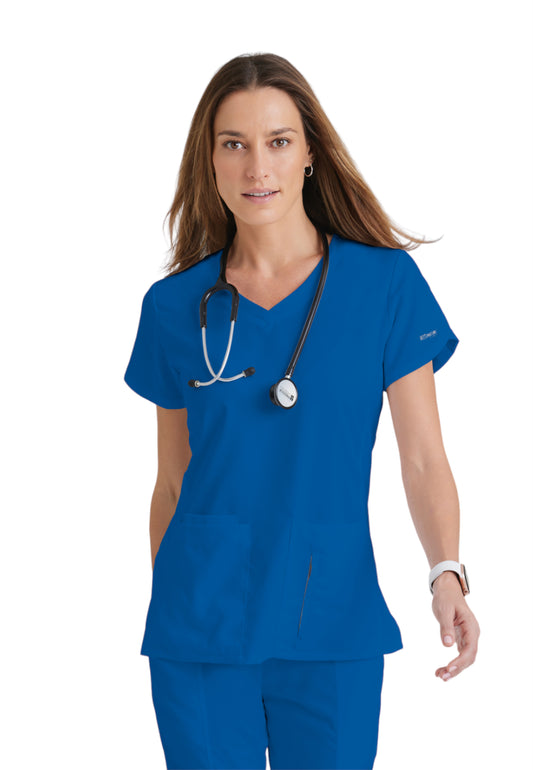 Women's Four-Pocket V-Neck Cora Scrub Top - 41423 - New Royal