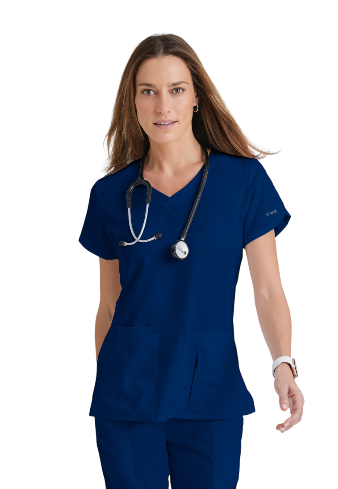 Women's Four-Pocket V-Neck Cora Scrub Top - 41423 - Indigo (Navy)