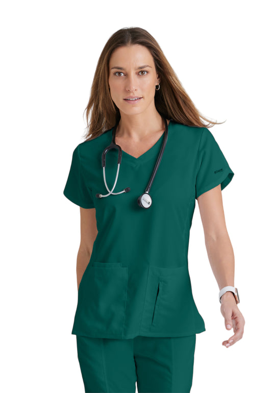 Women's Four-Pocket V-Neck Cora Scrub Top - 41423 - Hunter Green