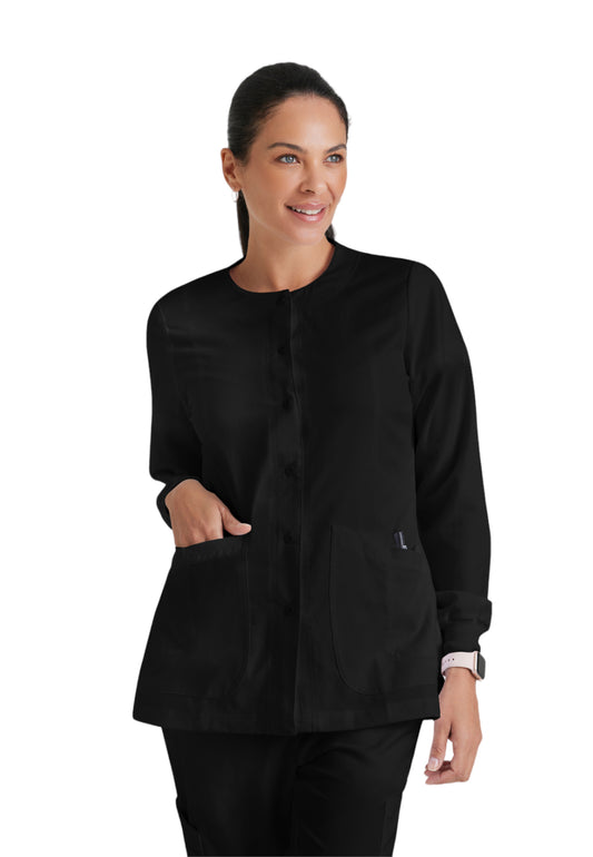 Women's Four-Pocket Snap Front Jamie Warm Up Scrub Jacket - 4450 - Black