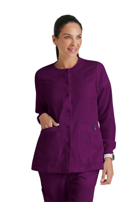 Women's Four-Pocket Snap Front Jamie Warm Up Scrub Jacket - 4450 - Wine