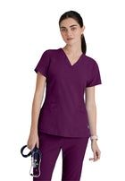 Women's Five-Pocket V-Neck Pulse Scrub Top - 5106 - Wine