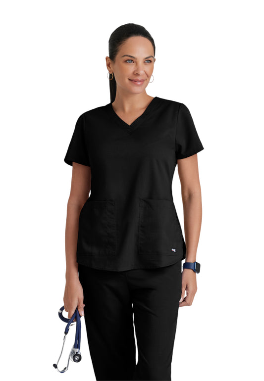 Women's Two-Pocket V-Neck Aubrey Scrub Top - 71166 - Black