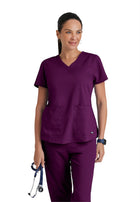 Women's Two-Pocket V-Neck Aubrey Scrub Top - 71166 - Wine