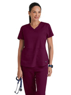 Women's Two-Pocket V-Neck Aubrey Scrub Top - 71166 - Wine