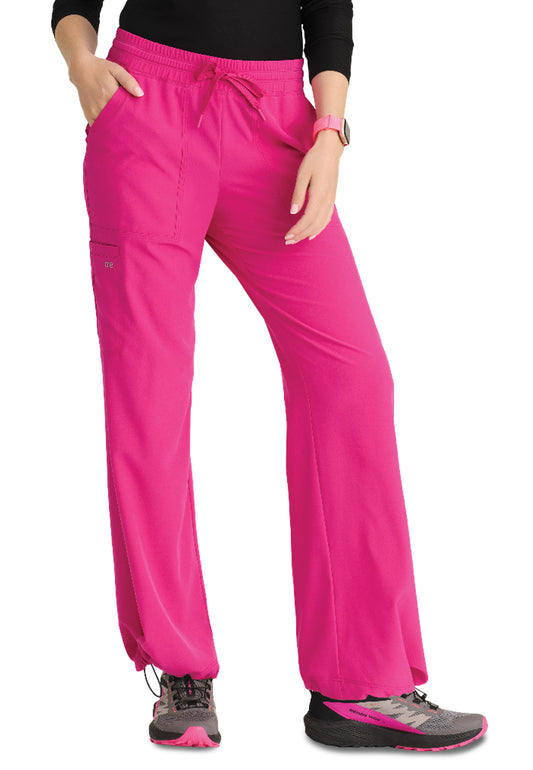 Women's Six-Pocket Bungee Hem Bounce Scrub Pant - BOP703 - Prestige Pink