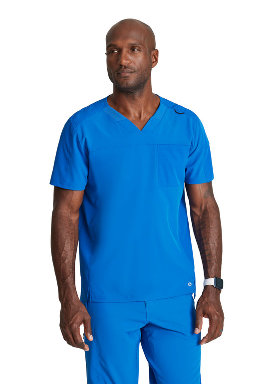 Men's Two-Pocket V-Neck Velocity Scrub Top - BOT195 - New Royal