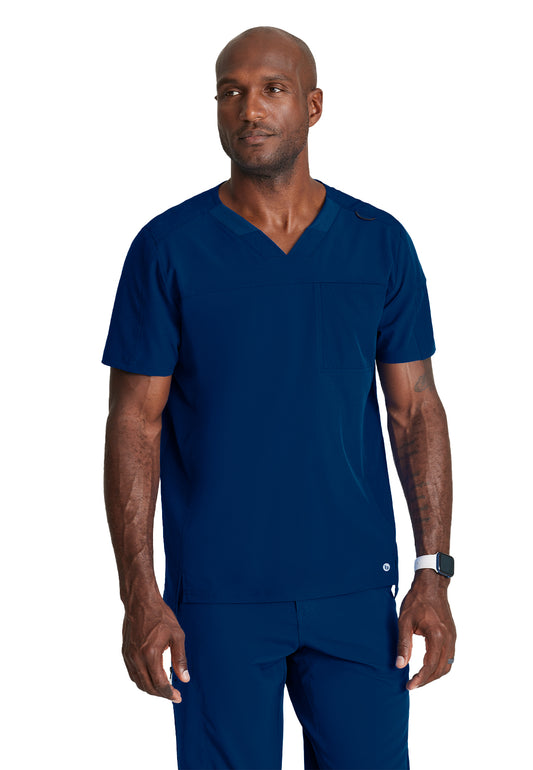 Men's Two-Pocket V-Neck Velocity Scrub Top - BOT195 - Indigo (Navy)