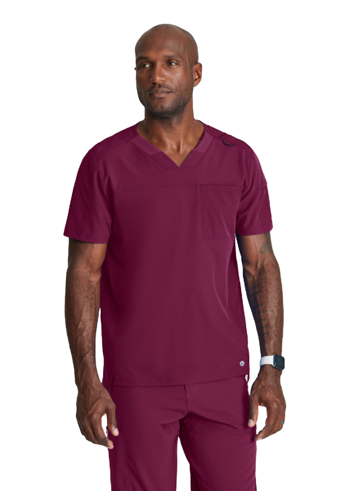 Men's Two-Pocket V-Neck Velocity Scrub Top - BOT195 - Wine