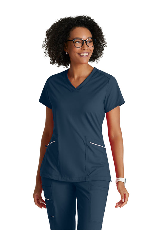 Women's Two-Pocket V-Neck Victory Scrub Top - BOT209 - Steel