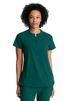 Women's Two-Pocket Banded Zip-Collar Flux Scrub Top - BOT216 - Hunter Green