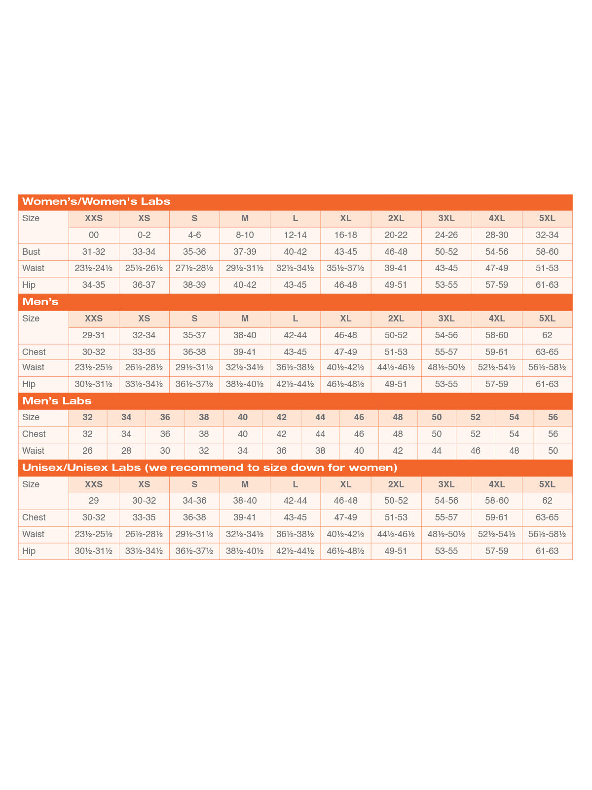 SIZECHART