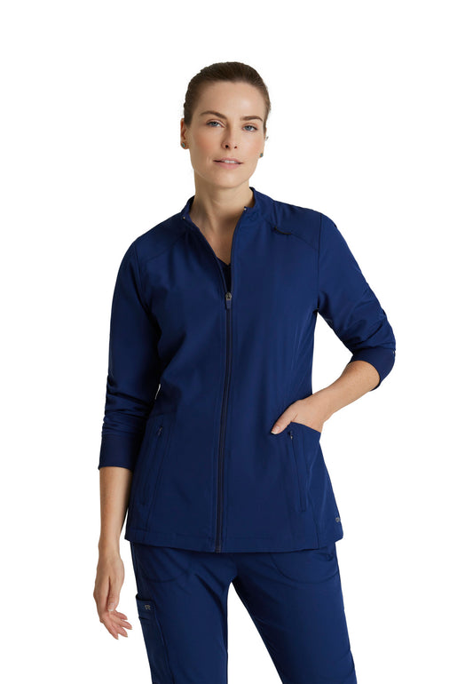 Women's Four-Pocket Zip-Up Venture Warm-Up Scrub Jacket - BOW894 - Indigo (Navy)