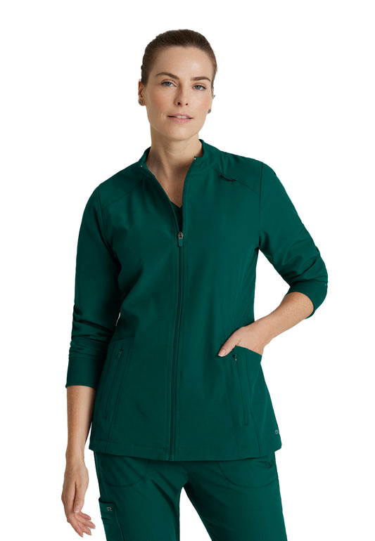 Women's Four-Pocket Zip-Up Venture Warm-Up Scrub Jacket - BOW894 - Hunter Green