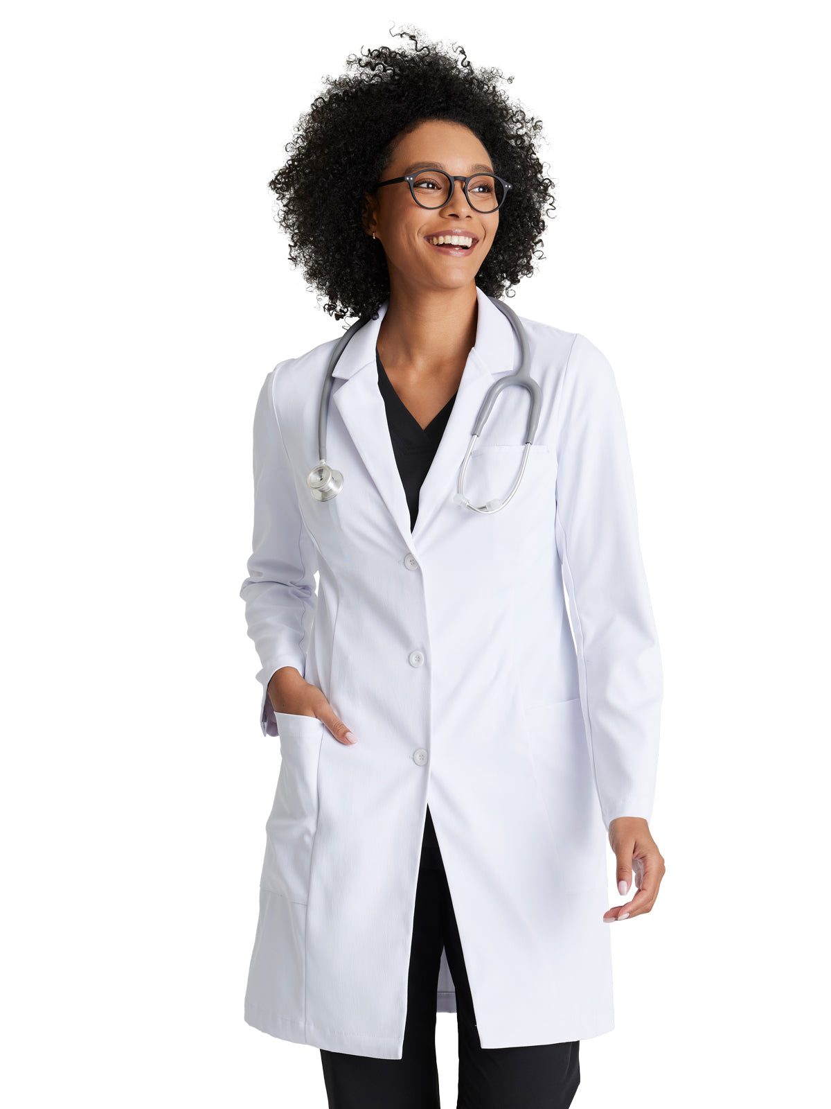 Women's Three-Pocket 35" Mid-Length Grace Lab Coat - BRC966 - White