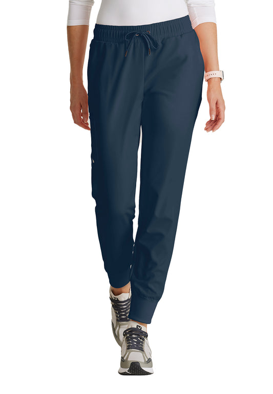 Women's Five-Pocket Rib Knit Cuff Union Jogger Scrub Pant - BUP647 - Steel